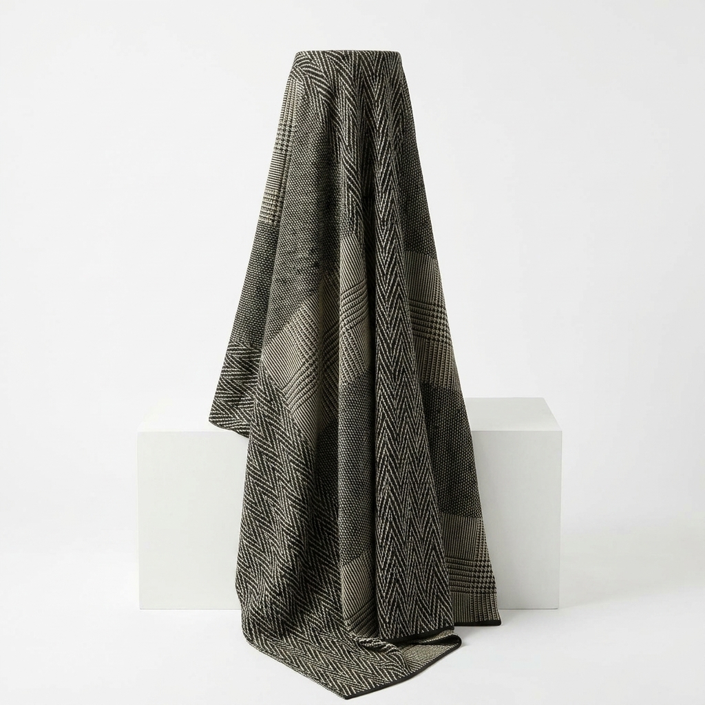 Jacquard Polyester Stretch Knit Fabric rendered