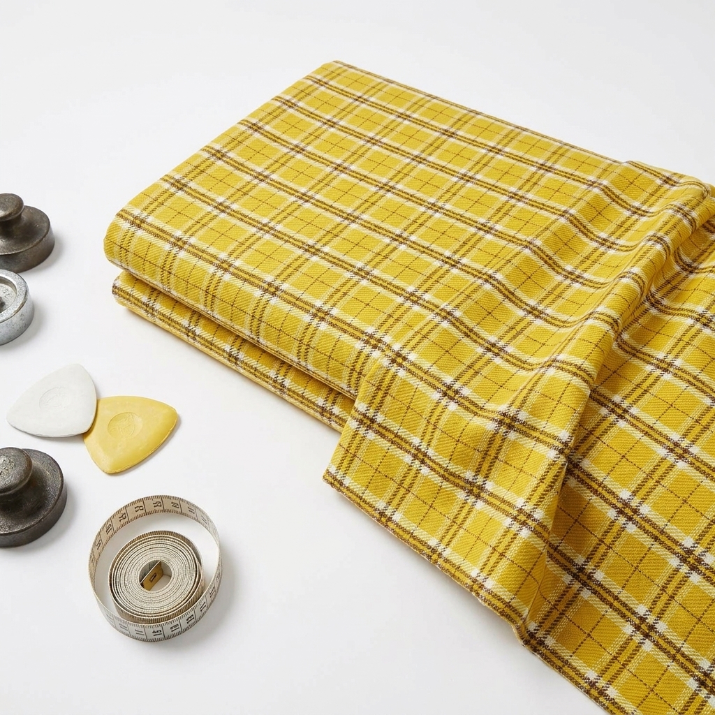 Plaid 100% Cotton Twill Fabric rendered