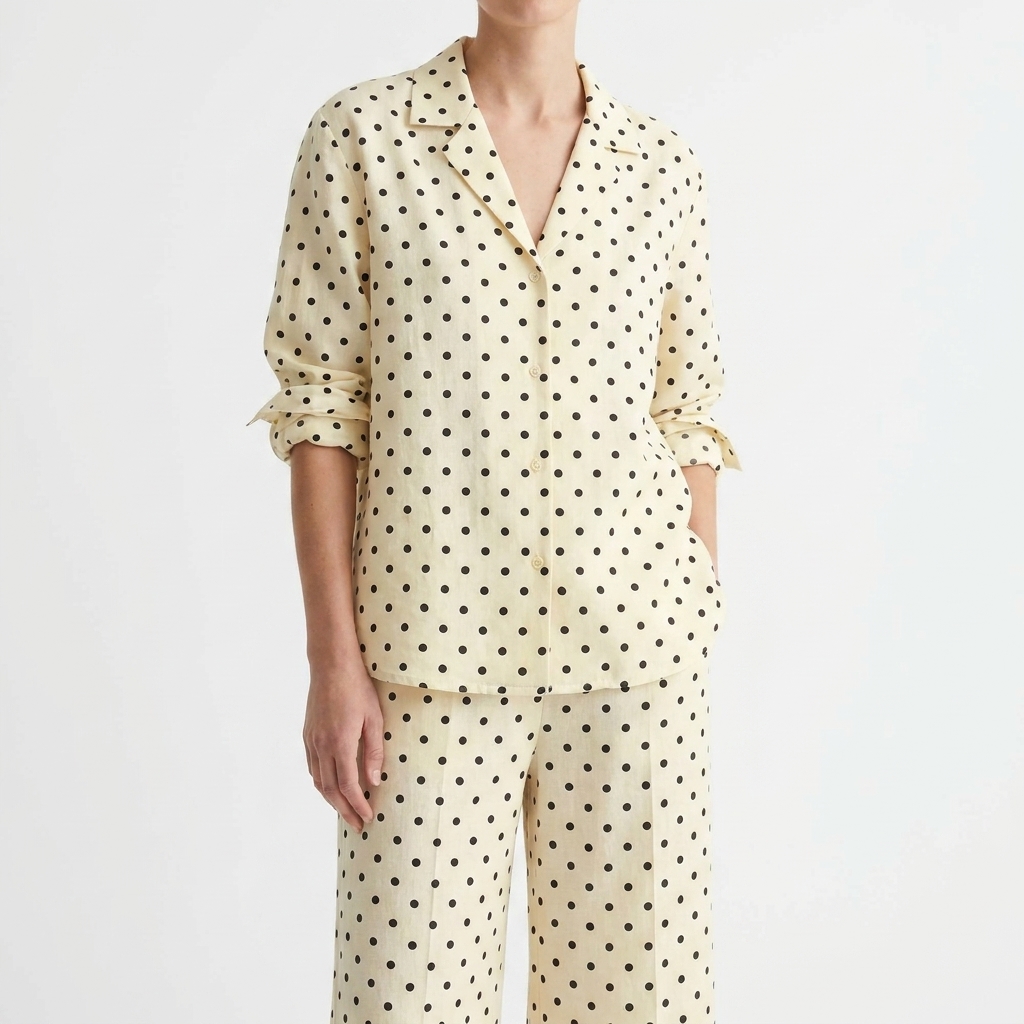 Dotted Viscose Linen Woven Fabric rendered