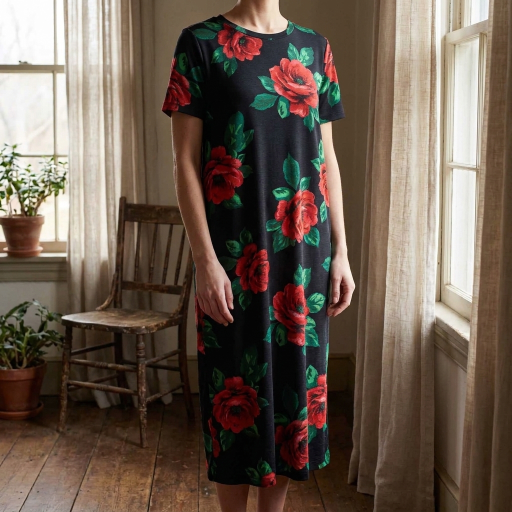 Bold Floral Polyester Stretch Scuba Knit Fabric rendered