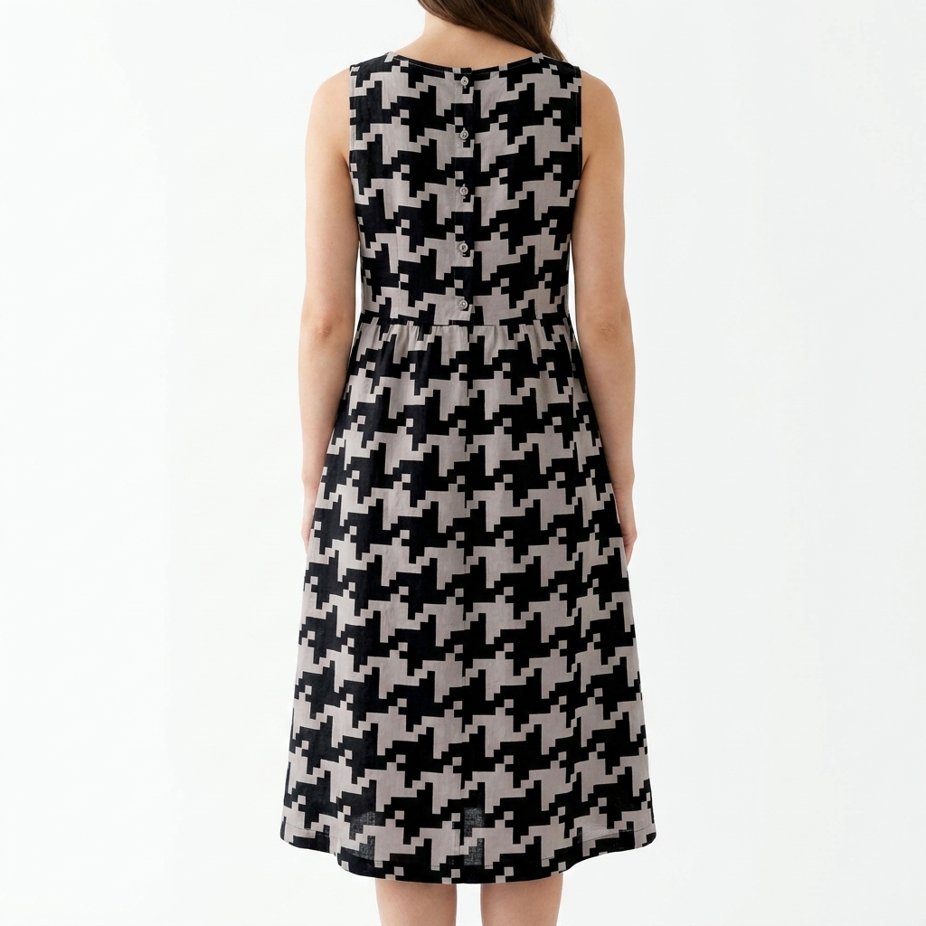 Printed Polyester Stretch Linen-Look Fabric rendered
