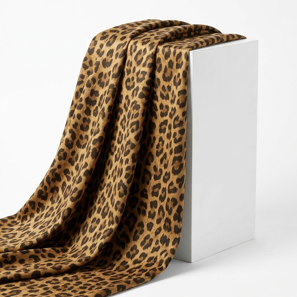Animal Print Polyester Stretch Faux Suede Fabric rendered