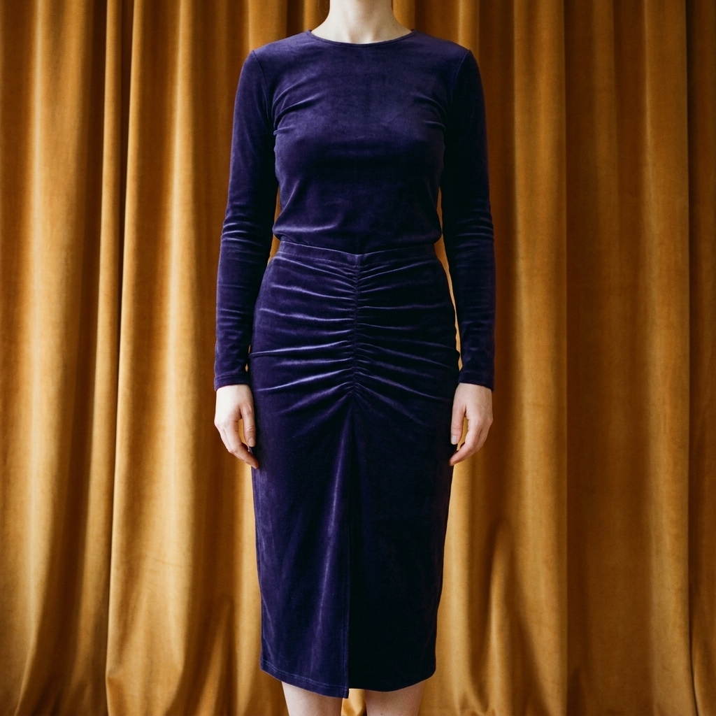 Polyester Cotton Stretch Velvet Fabric rendered