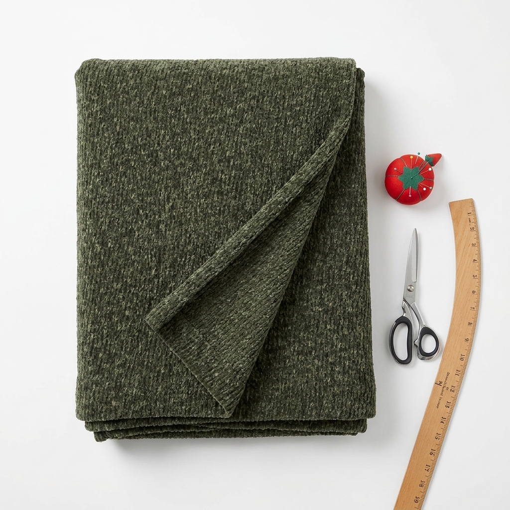 Jacquard Polyester Stretch Chenille Fabric rendered
