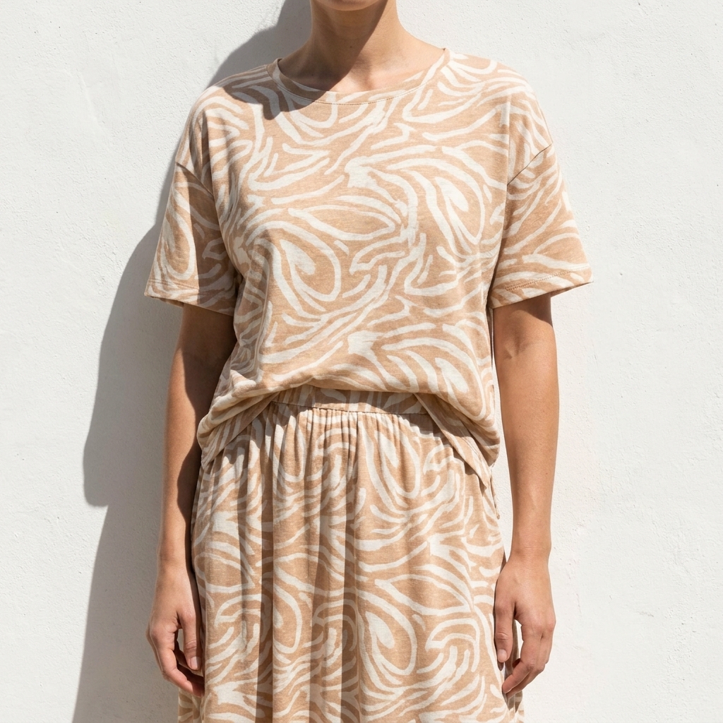 Animal Print Polyester Linen Ponte Knit Fabric rendered