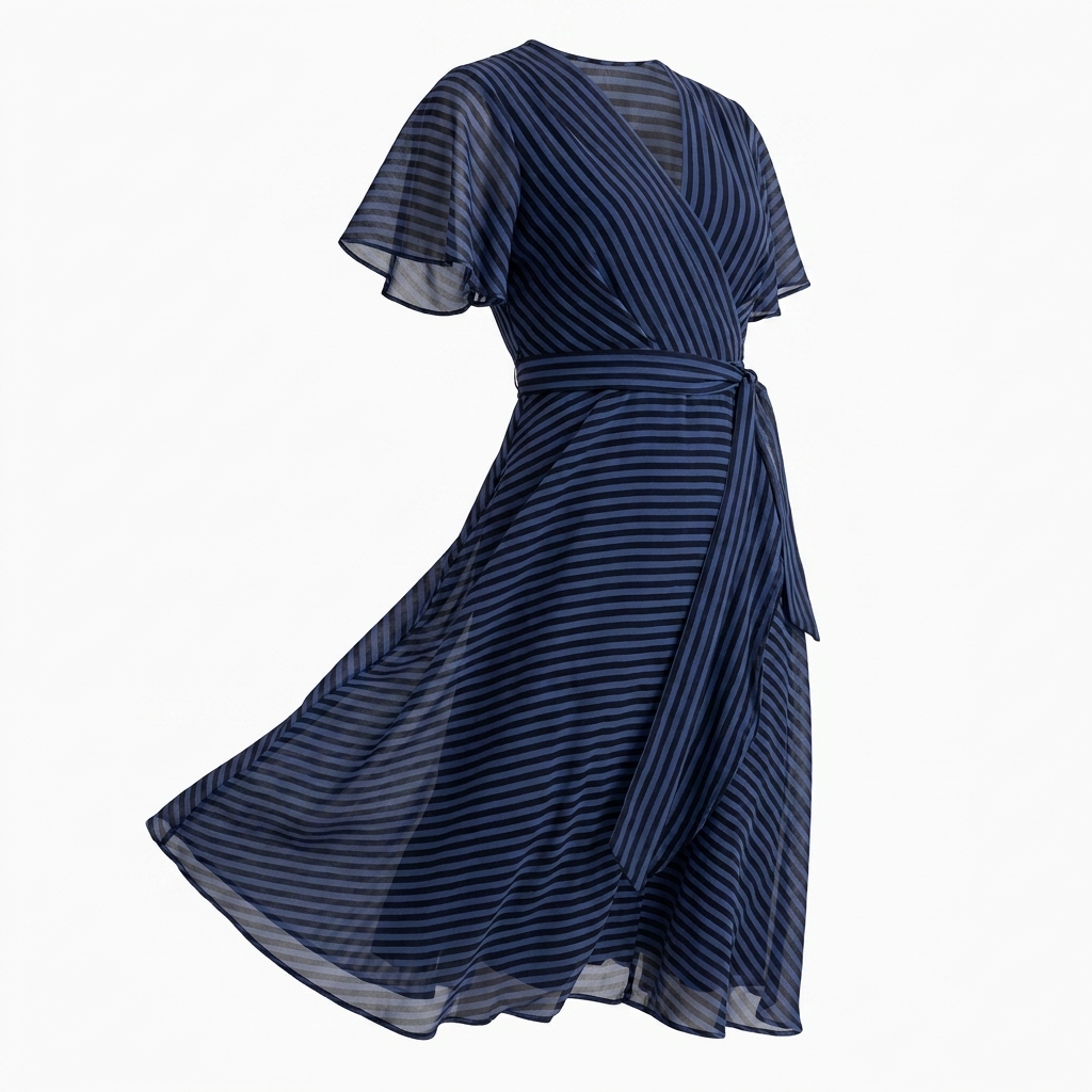 Striped 100% Polyester Chiffon Fabric rendered