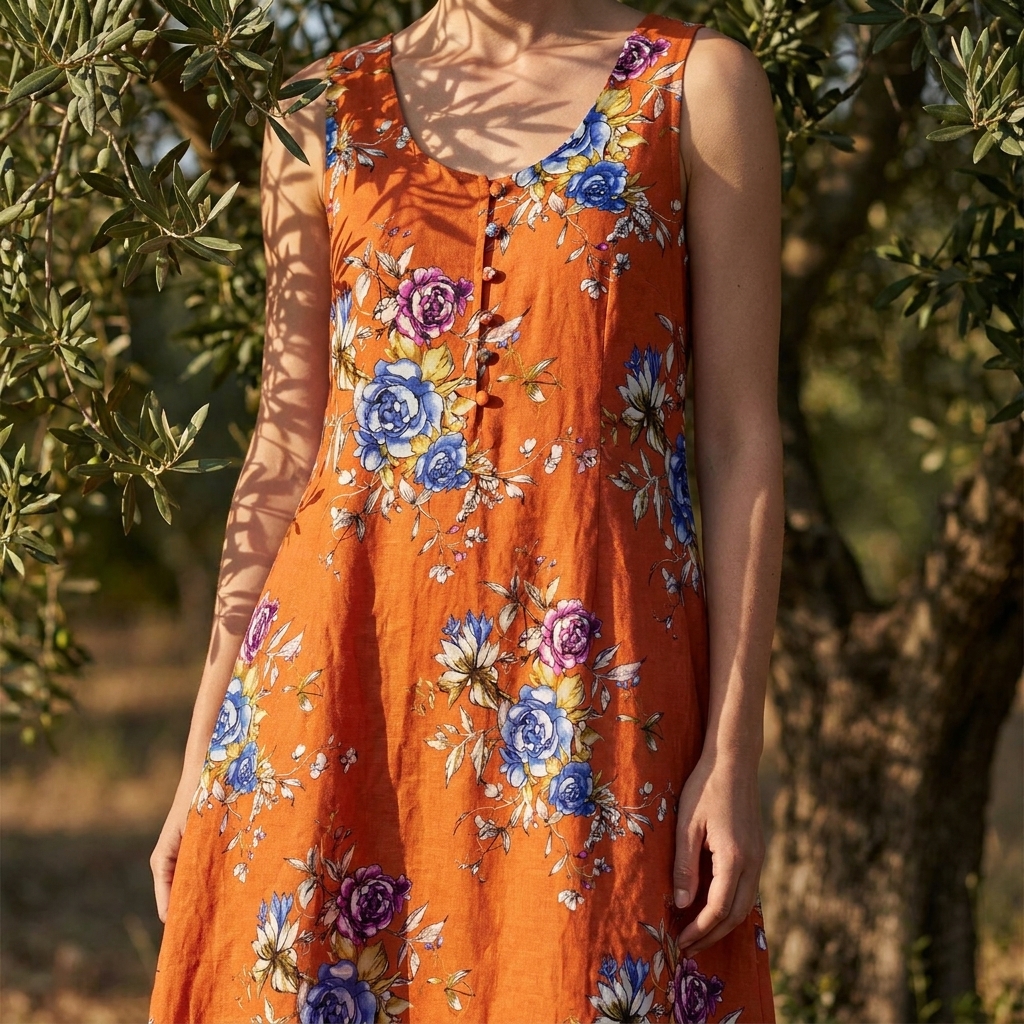 Bold Floral 100% Polyester Linen-Look Fabric — Styled