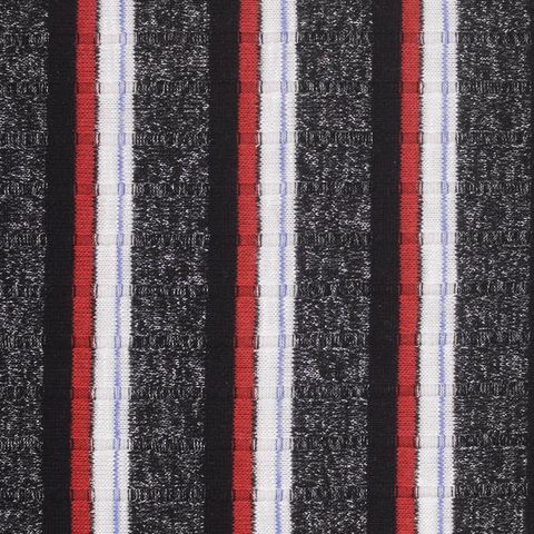 Black Vertical-Stripe Rib Knit, Poly-Metallic
