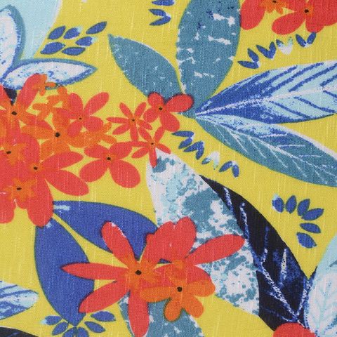 Bold Floral Slub 100% Viscose Knit Fabric