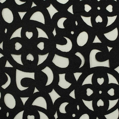 Black Floral Scuba Knit, Polyester
