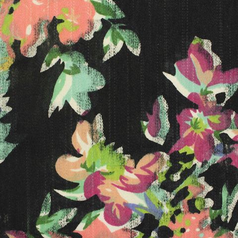 Bold Floral Slub Polyester Cotton Canvas Fabric