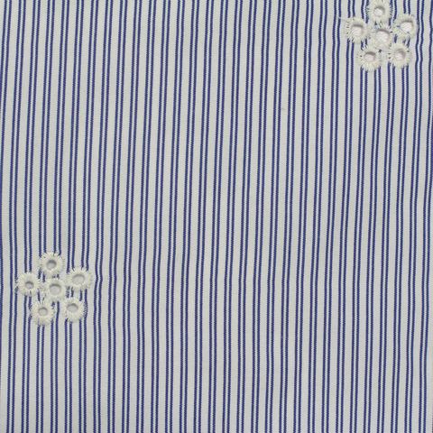 Blue Vertical-Stripe Lace, Polyester