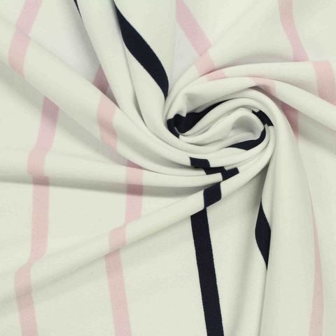 White Vertical-Stripe Knit, Polyester