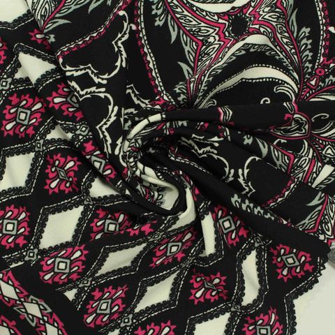 Black Abstract-Paisley Knit, Polyester