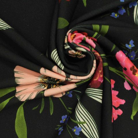 Bold Floral Polyester Stretch ITY Knit Fabric