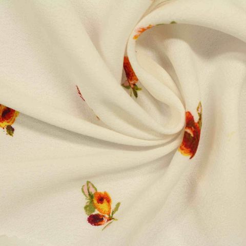 Fine Floral 100% Viscose Crepe Fabric