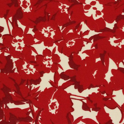 Red Floral Twill, Polyester