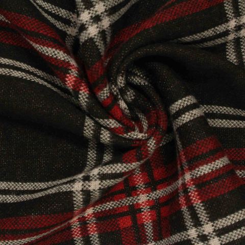 Bold Plaid Polyester Stretch Interlock Knit Fabric