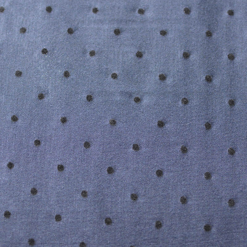 Fine Dotted Flocked Viscose Stretch Jersey Knit Fabric