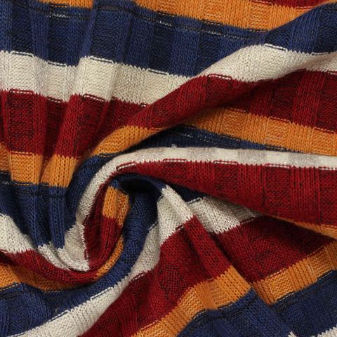 Red Horizontal-Stripe Rib Knit, Polyester