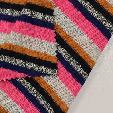 Polyester Metallic Stretch Rib Knit Fabric