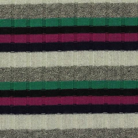 Striped Polyester Metallic Stretch Rib Knit Fabric