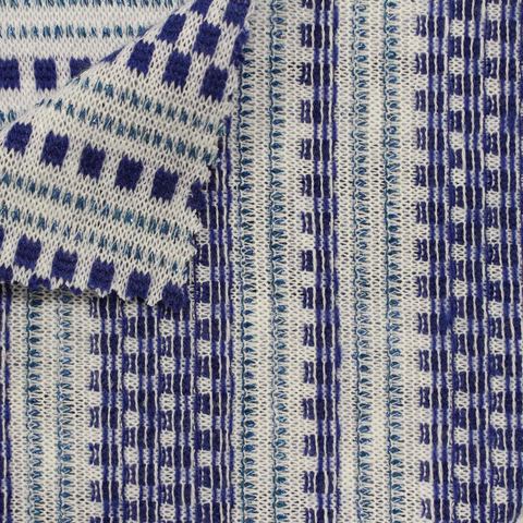 Fine Plaid Slub Polyester Viscose Metallic Knit Fabric