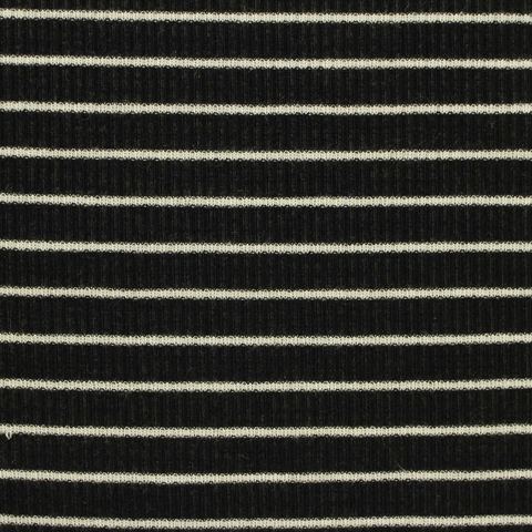 White Horizontal-Stripe Rib Knit, Poly-Viscose