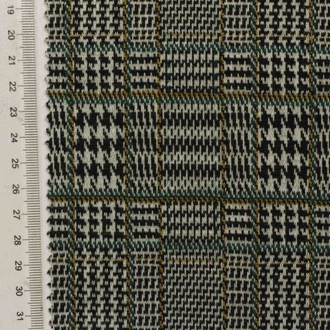 Plaid Polyester Viscose Stretch Knit Fabric