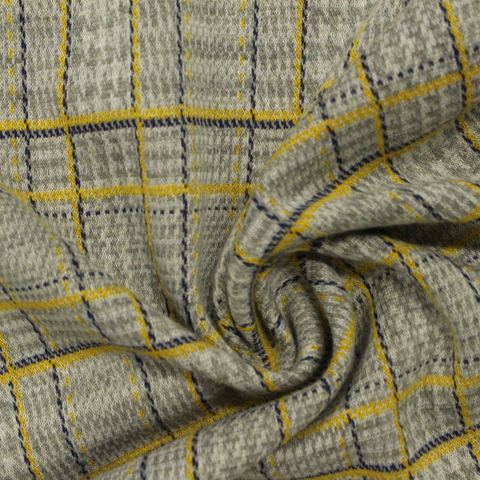 Plaid Polyester Viscose Stretch Knit Fabric