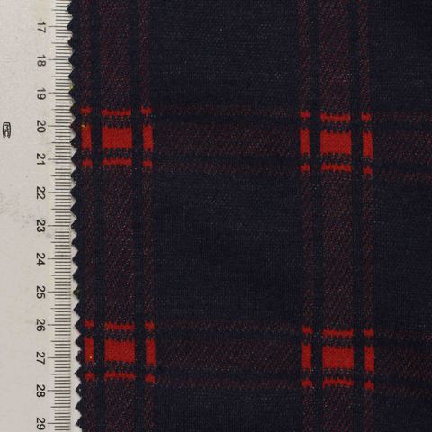 Navy Plaid Jacquard, Poly-Viscose