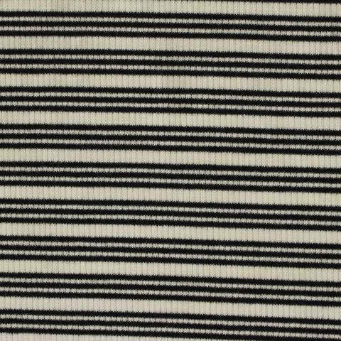 Black Horizontal-Stripe Rib Knit, Poly-Cotton