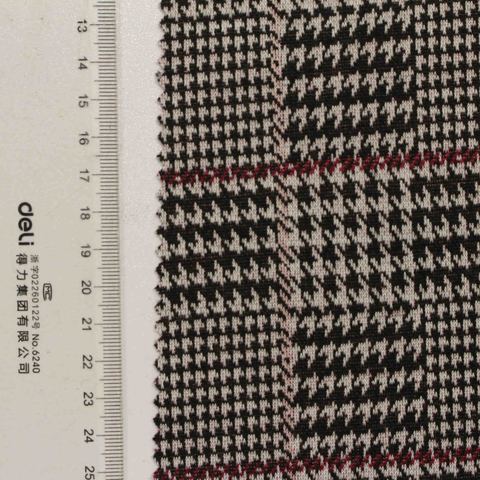 Plaid Polyester Viscose Stretch Knit Fabric
