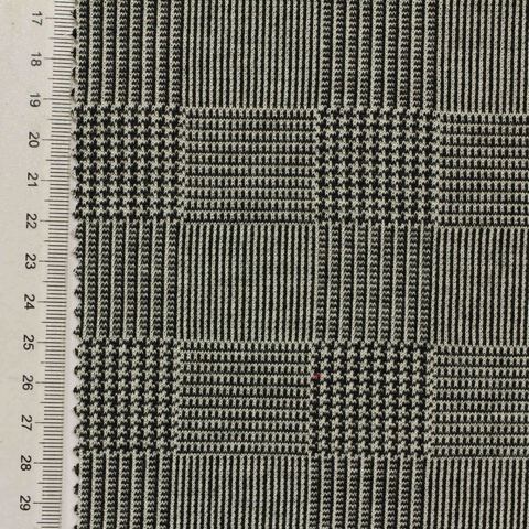 Plaid Polyester Viscose Stretch Knit Fabric