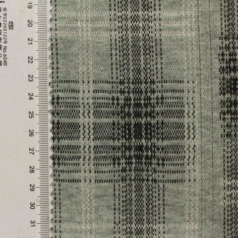 Plaid Polyester Viscose Stretch Knit Fabric