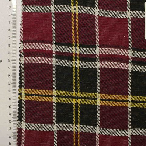 Bold Plaid Polyester Viscose Stretch Knit Fabric