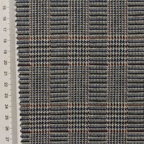 Dark Blue Plaid Jacquard, Poly-Viscose
