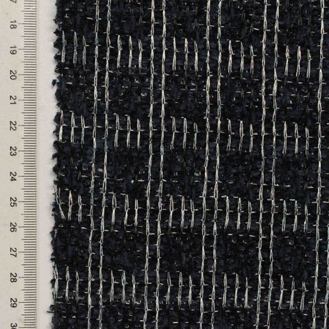 Silver Geometric-Line Interlock Knit, Poly-Metallic