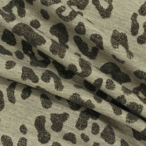 Animal Print Flocked Cotton Polyester Stretch Knit Fabric