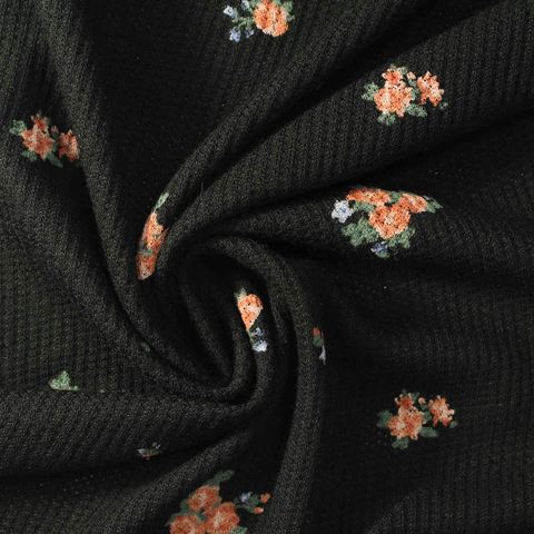 Fine Floral Viscose Stretch Waffle Knit Fabric