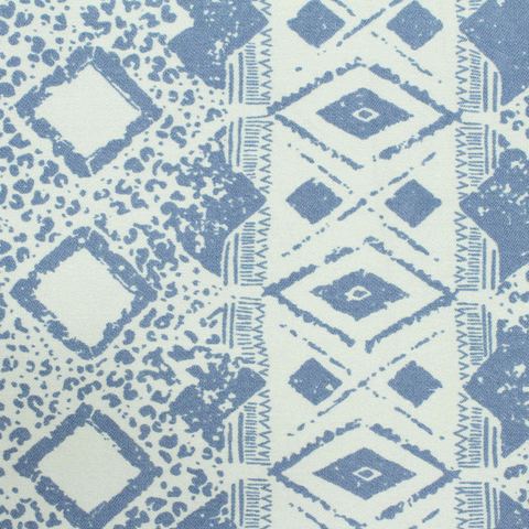 Blue Geometric-Diamond Bengaline, Viscose-Nylon