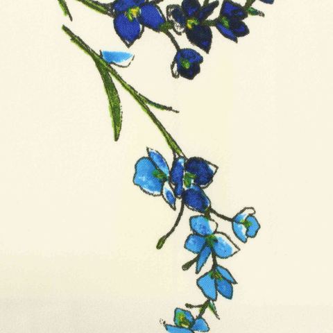 Blue Floral Linen-Look, Polyester