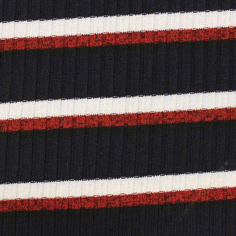 Bold Striped Polyester Viscose Stretch Rib Knit Fabric