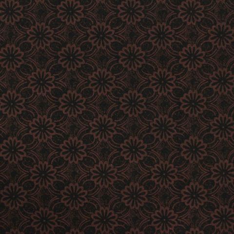 Dark Brown Flowers Woven, Poly-Viscose