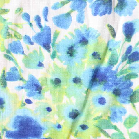 Floral Slub Viscose Polyester Woven Fabric