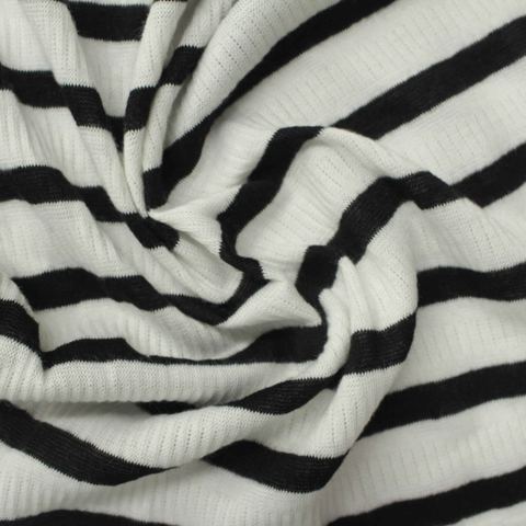 Striped Polyester Viscose Stretch Knit Fabric