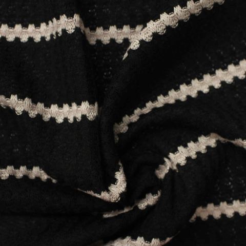 Striped Polyester Viscose Stretch Waffle Knit Fabric