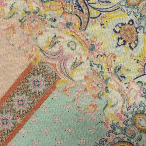 Printed Slub Polyester Stretch Knit Fabric
