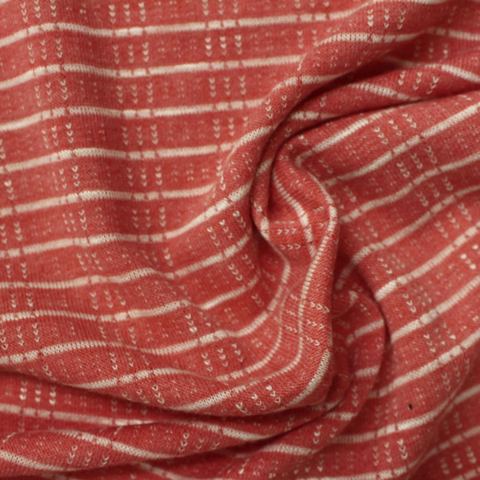 Terracotta Horizontal-Stripe Jacquard, Poly-Viscose