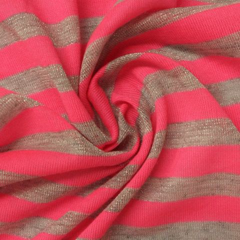 Pink Horizontal-Stripe Knit, Poly-Metallic